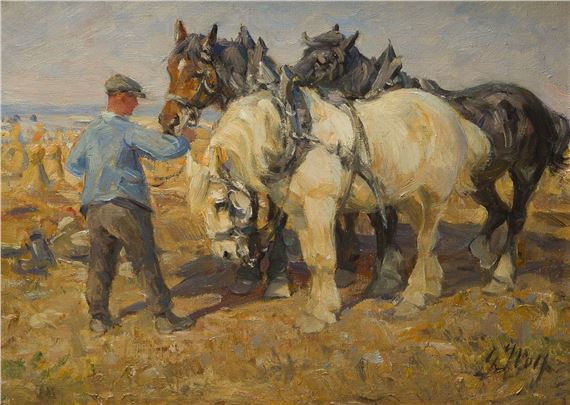 BAUER MIT PFERDEN by Georg Wolf, 1882