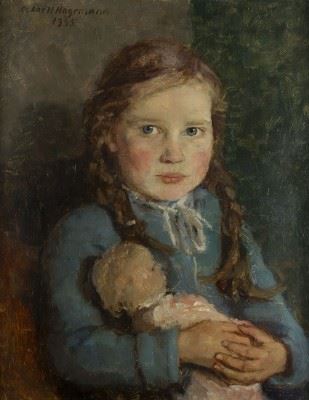 MÄDCHEN MIT PUPPE by Oskar H. Hagemann, 1888
