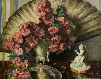 Still Life - Vase of Roses and Figurine - Donald Davidson Saxton