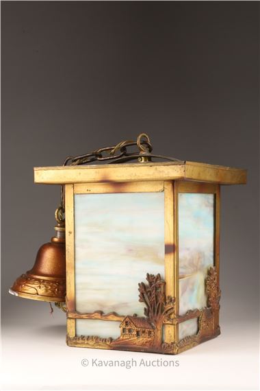 Prior | Antique Arts and Crafts Slag Glass Pendant Light | MutualArt