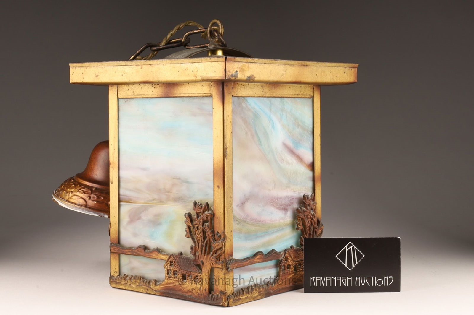 Prior | Antique Arts and Crafts Slag Glass Pendant Light | MutualArt