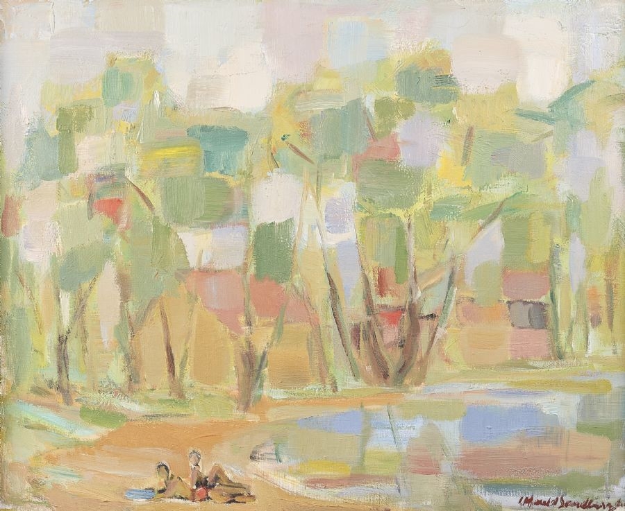 Artwork by Harald Sandberg, Sweden. Signed. Oil on canvas, Made of Oil on canvas