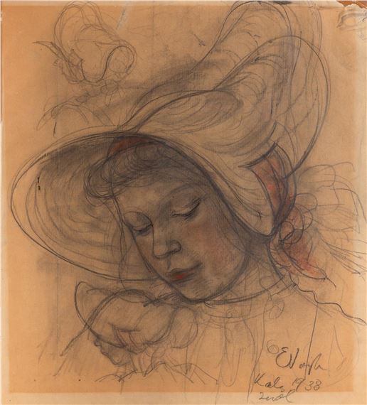 Mädchenkopf mit Hut 1938 - Elisabeth Voigt