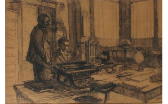 Dans la salle de rédaction by Amédée Muselier