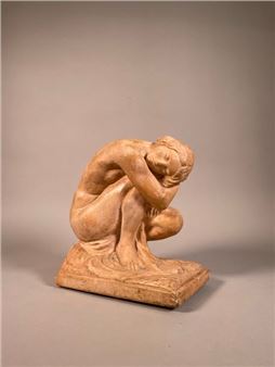 Philippe ARSHT (20th century) Curled-up woman Patinated plaster 17.5 x 16.5 x 11 cm - Philippe Arsht