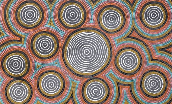 Ngapa Dreaming by Lisa Nampijinpa Cook, Painted in 2022