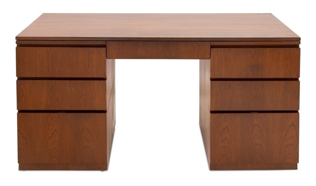 Donald Deskey | Donald Deskey Style Walnut Kneehole Desk | MutualArt