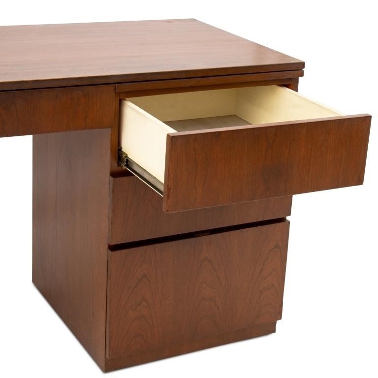 Donald Deskey | Donald Deskey Style Walnut Kneehole Desk | MutualArt