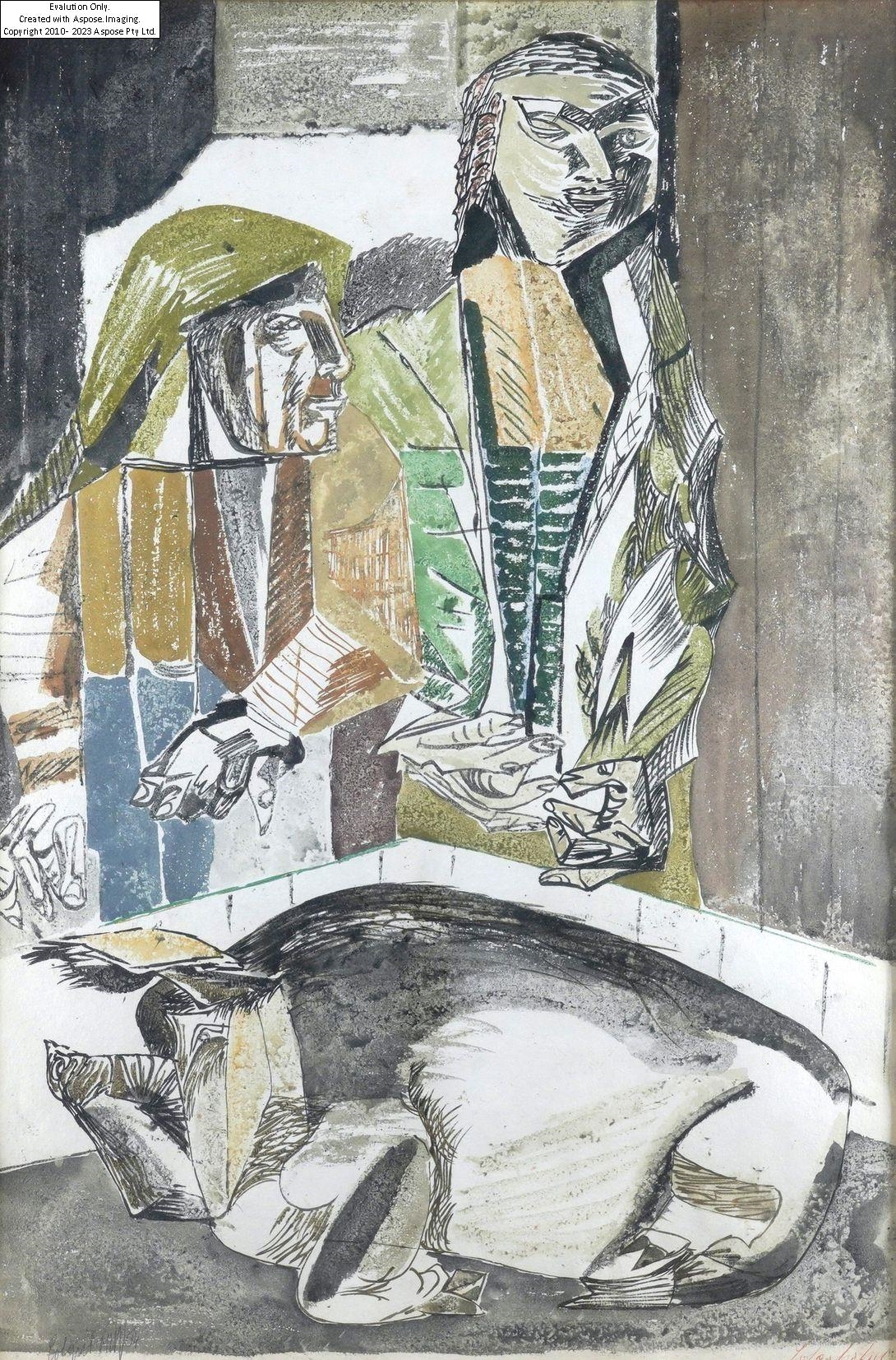 Artwork by Robert Colquhoun, The Swineherds, Made of watercolour