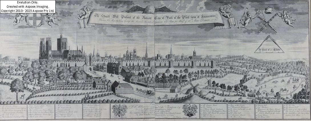 Artwork by Benjamin Cole, The South west Prospect of the Ancient City of York, Made of engraving
