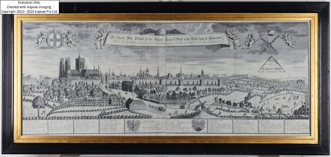 Artwork by Benjamin Cole, The South west Prospect of the Ancient City of York, Made of engraving