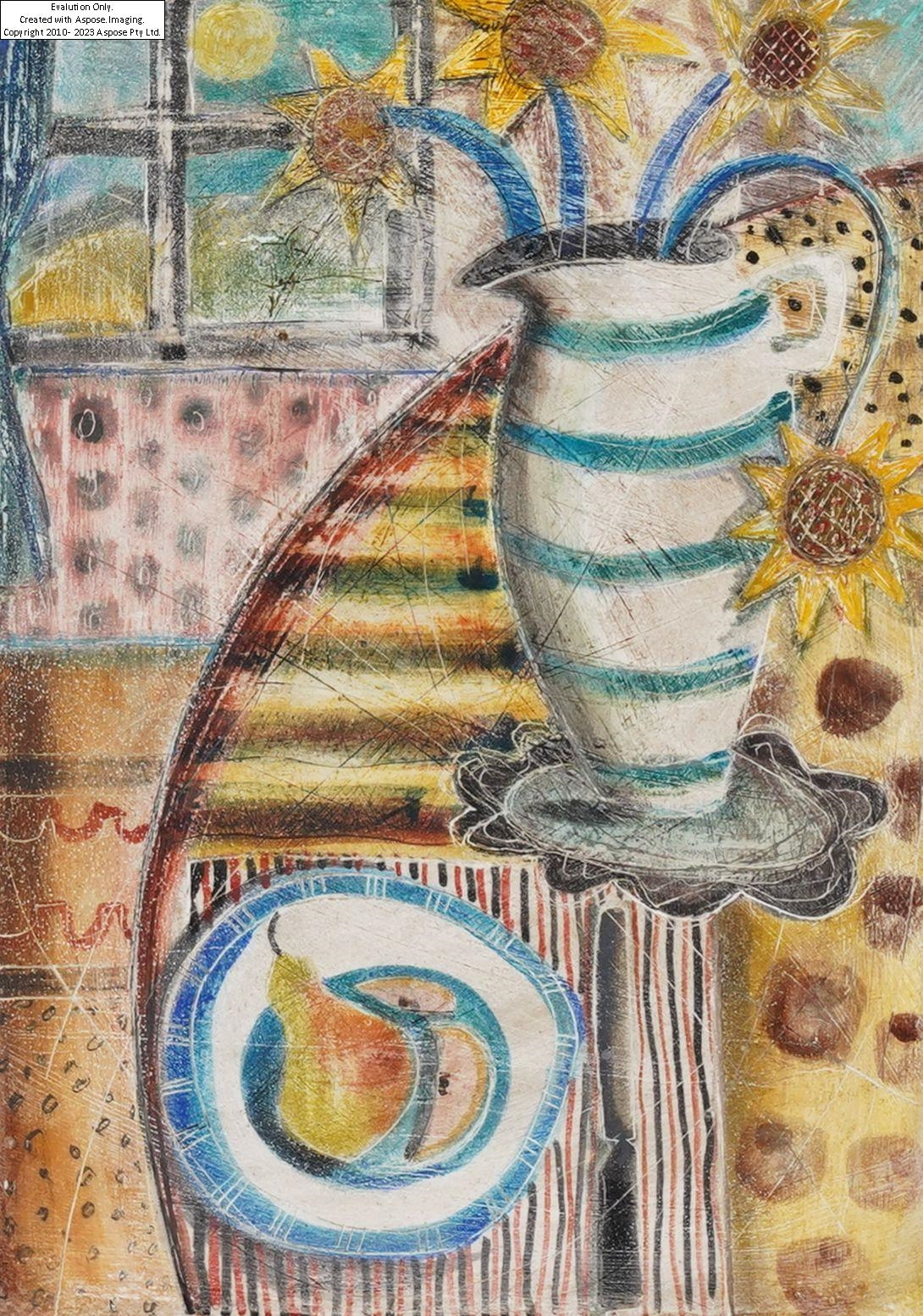 Jane Arkwright | Still life with striped jug | MutualArt