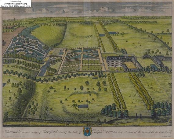 Hammels in the county of Hertford; one of the seats of Ralph Freman Esq. Member of Parliament for the said County - Thomas Badeslade