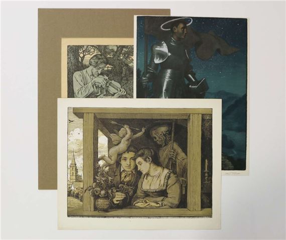 drei Blatt Algraphie/Lithographie by Hans Thoma, 1898