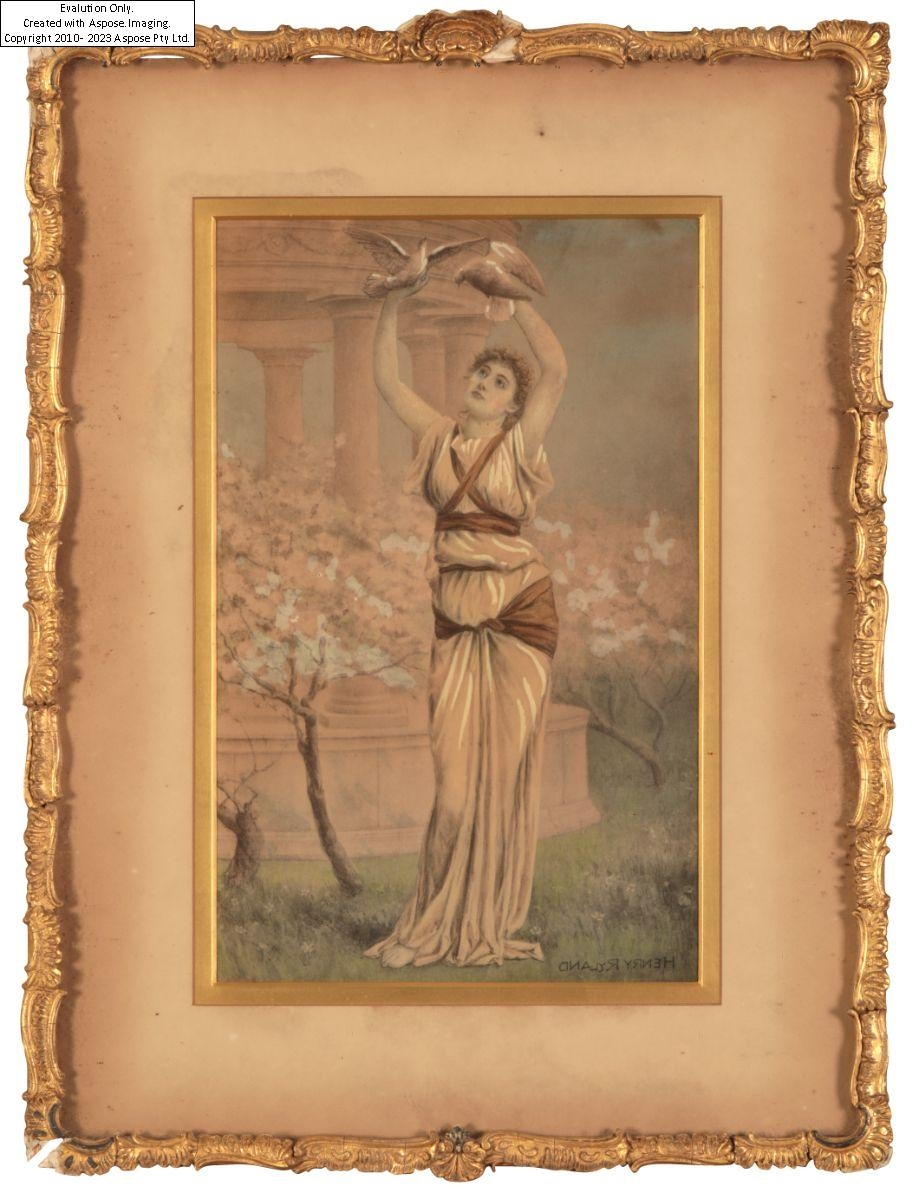 Henry Ryland | A pair of portraits of classical maidens | MutualArt