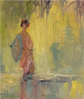 JAMES ECCLES JAPANESE GIRL W/ PARASOL - James Eccles