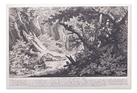 Ein mit dem Berliner eifen gefangener Luchs! by Johann Elias Ridinger