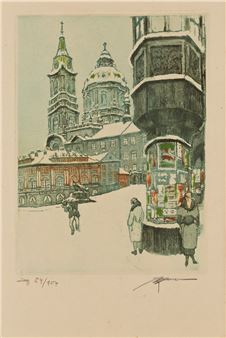 Malostranské náměstí v zimě - Josef Jiří Bauer