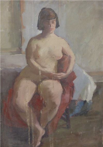Basil Barrington Watson. (1931- 2016) Jamaican. Seated nude study. Oil on canvas. Signed lower by Barrington Watson