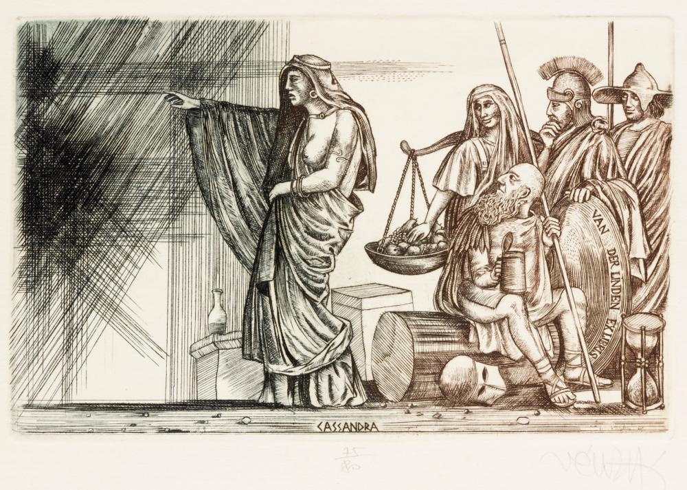 Artwork by Zoltán Vén, Cassandra, Made of etching on rag paper