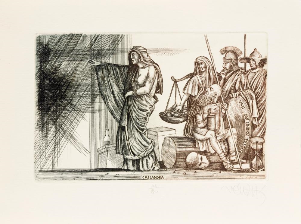 Artwork by Zoltán Vén, Cassandra, Made of etching on rag paper
