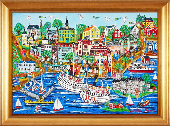 Vaxholm, Den lilla Skärgårdsstaden by Gunilla Mann, bildmått ca 72x100