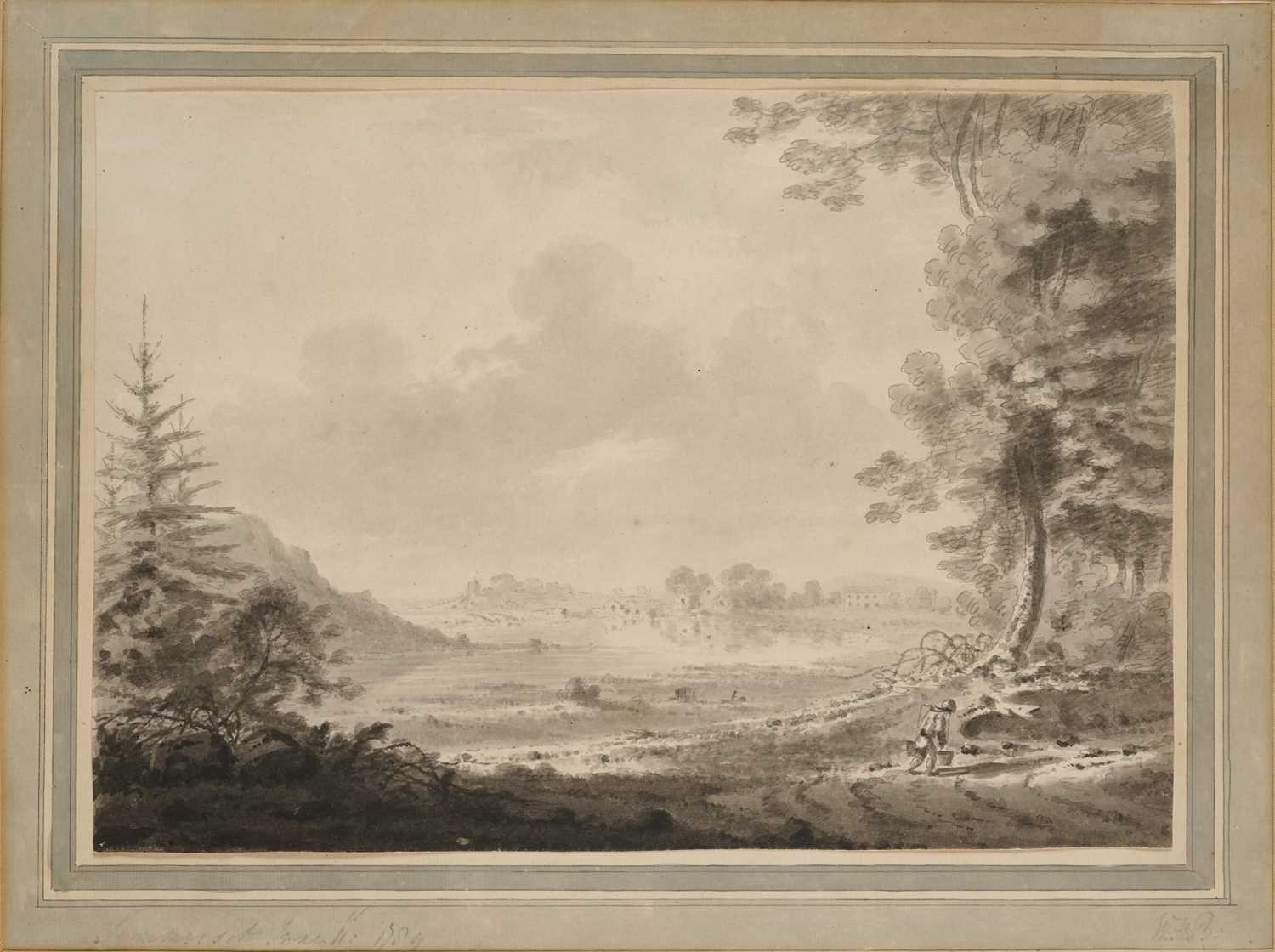 Artwork by William Henry Barnard, AN OPEN LANDSCAPE, SOMERSET, Made of watercolour on paper