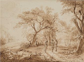 FIGURES IN A WOODED LANDSCAPE Picture