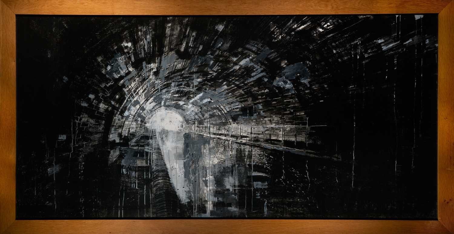 Artwork by Lev Vykopal, CANAL LANDSCAPE - NETHERTON TUNNEL, Made of acrylic, gouache, brush and ink and charcoal on paper