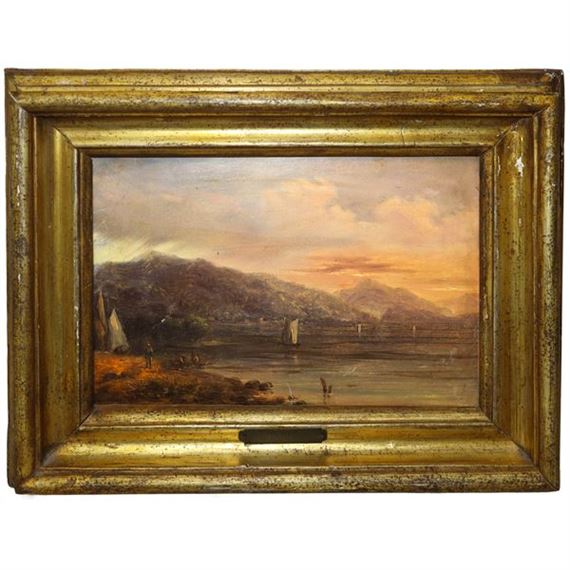 Seascape with boats and characters by Anton Sminck Pitloo