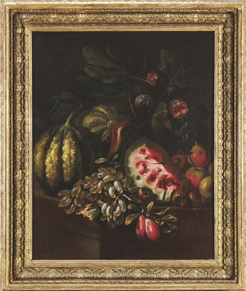 Still Life with Watermelon and Melons by Roman School, 17th Century, 17th Century