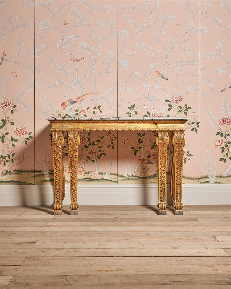 William Kent | A CARVED GILTWOOD AND BRECHE VIOLETTE MARBLE TOPPED ...