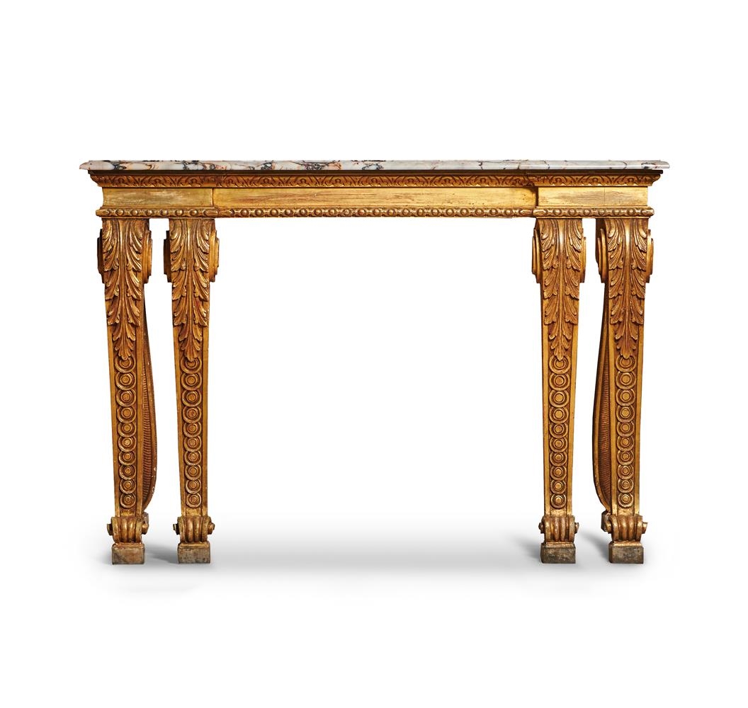 William Kent | A CARVED GILTWOOD AND BRECHE VIOLETTE MARBLE TOPPED ...