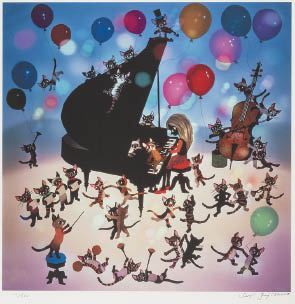 Concert of cat and girl by Seiji Fujishiro