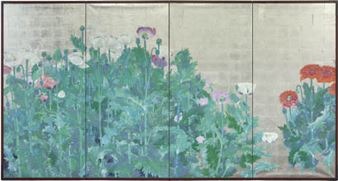 Early summer (4-panel byobu screen - Nori Oya