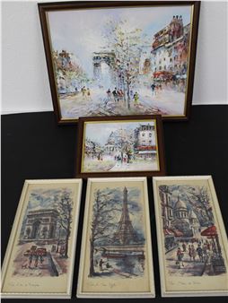 Oil on canvas of a Paris scene 32cm x26cm signed R Davey - R. Davey