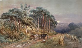 Figures and cart at dusk - Henry Whatley