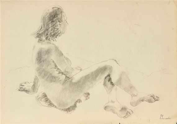 Charcoal Signed lower right - Éliane Bonabel