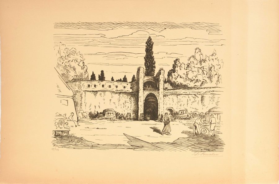 Artwork by Jules Léon Perrichon, 23 x 30, Made of lithograph in black