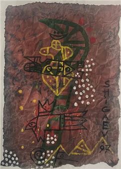Composition Mixed media on crumpled paper - Shigaev Yuristanbek