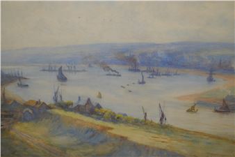 various shipping in a harbour scene - J. Hale-Sanders