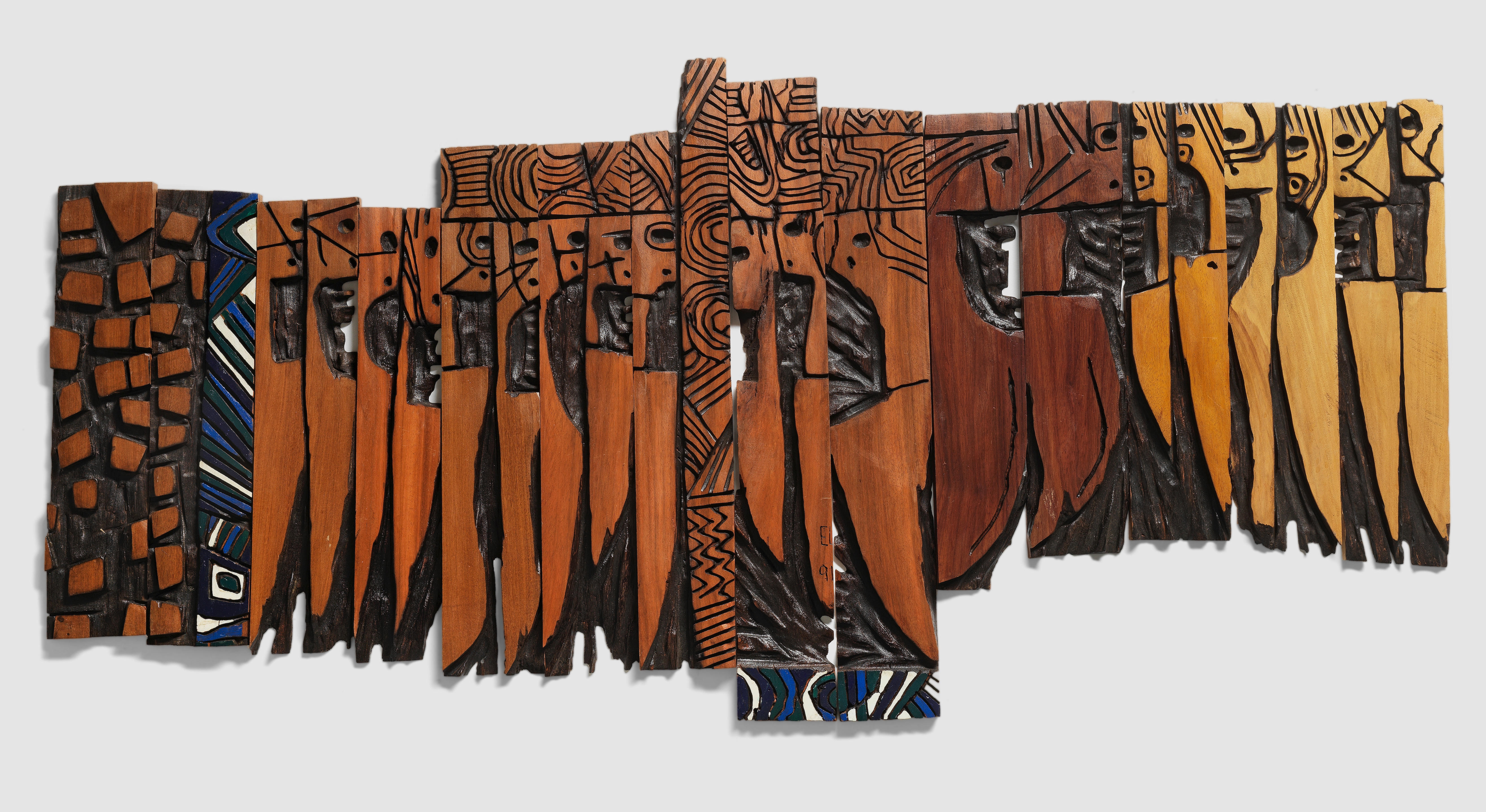 Artwork by El Anatsui, Knives III, 1991, Made of painted wood panels