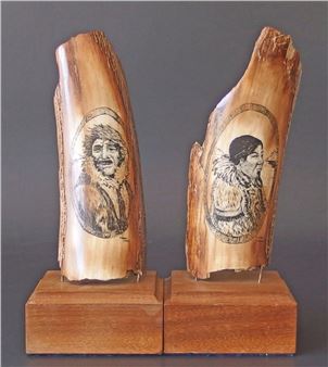 G. VUKSOM ALASKAN SCRIMSHAW CARVINGS (2) - George Vukson