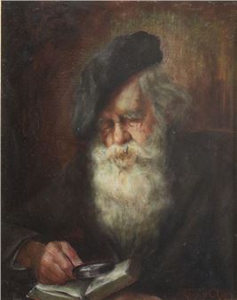 Portrait de vieillard à la loupe - Truus Claes