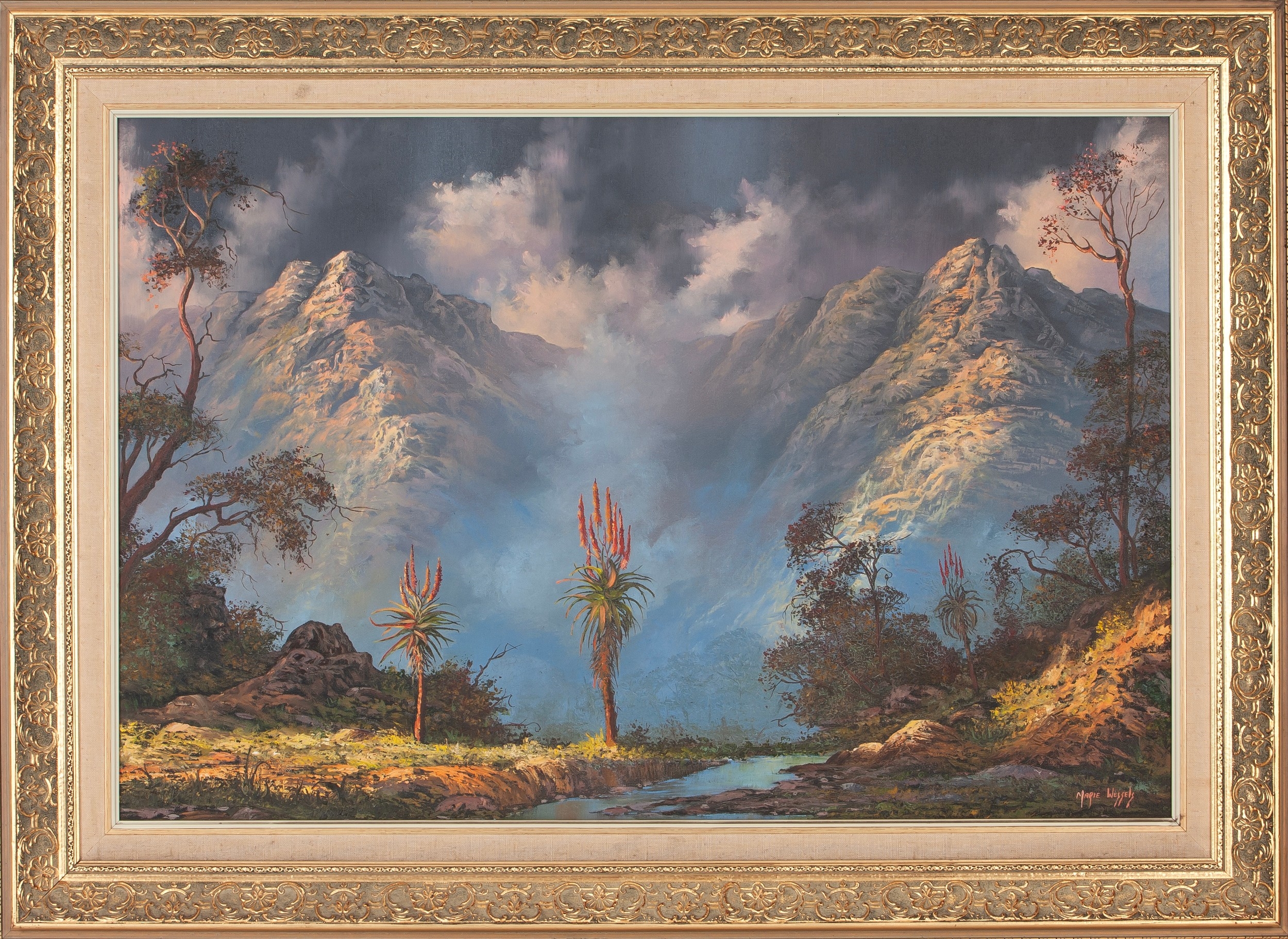 Artwork by Mari Wessels, ALOE VALLEY, Made of oil on board