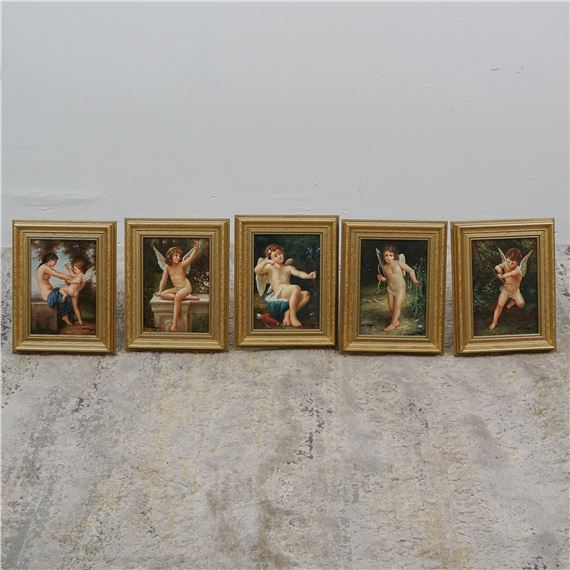 Cherubs in various charming poses within idyllic natural settings - R. Vega