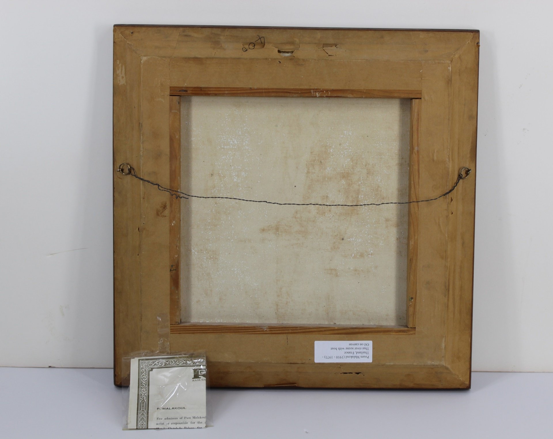 Artwork by M.L. Poum Malakoul, Oil on canvas of a Thai river scene with boat, Made of Oil on canvas