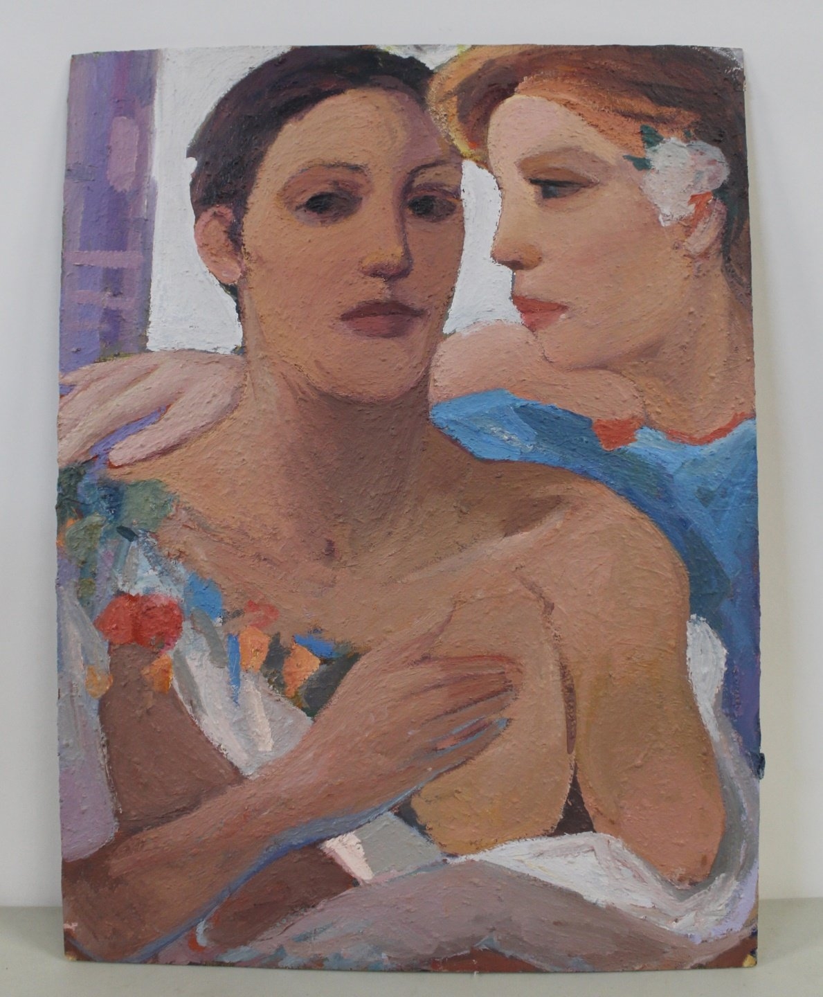 Artwork by Pasquale Monaco, Apparently Unsigned Oil on Board Lovers, Made of Oil on Board