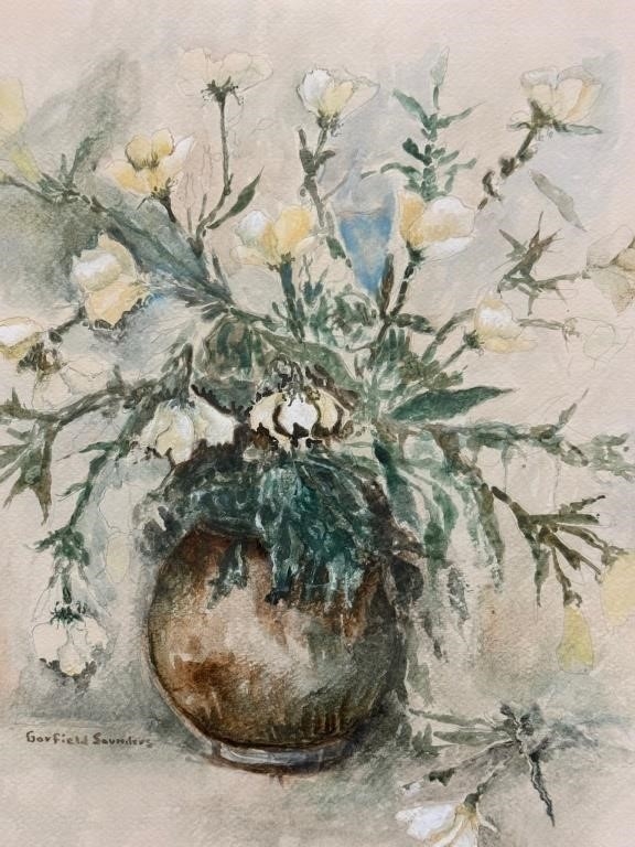 Artwork by Garfield Saunders, BEAUTIFUL GARFIELD SAUNDERS FLORAL WATERCOLOR, Made of WATERCOLOR