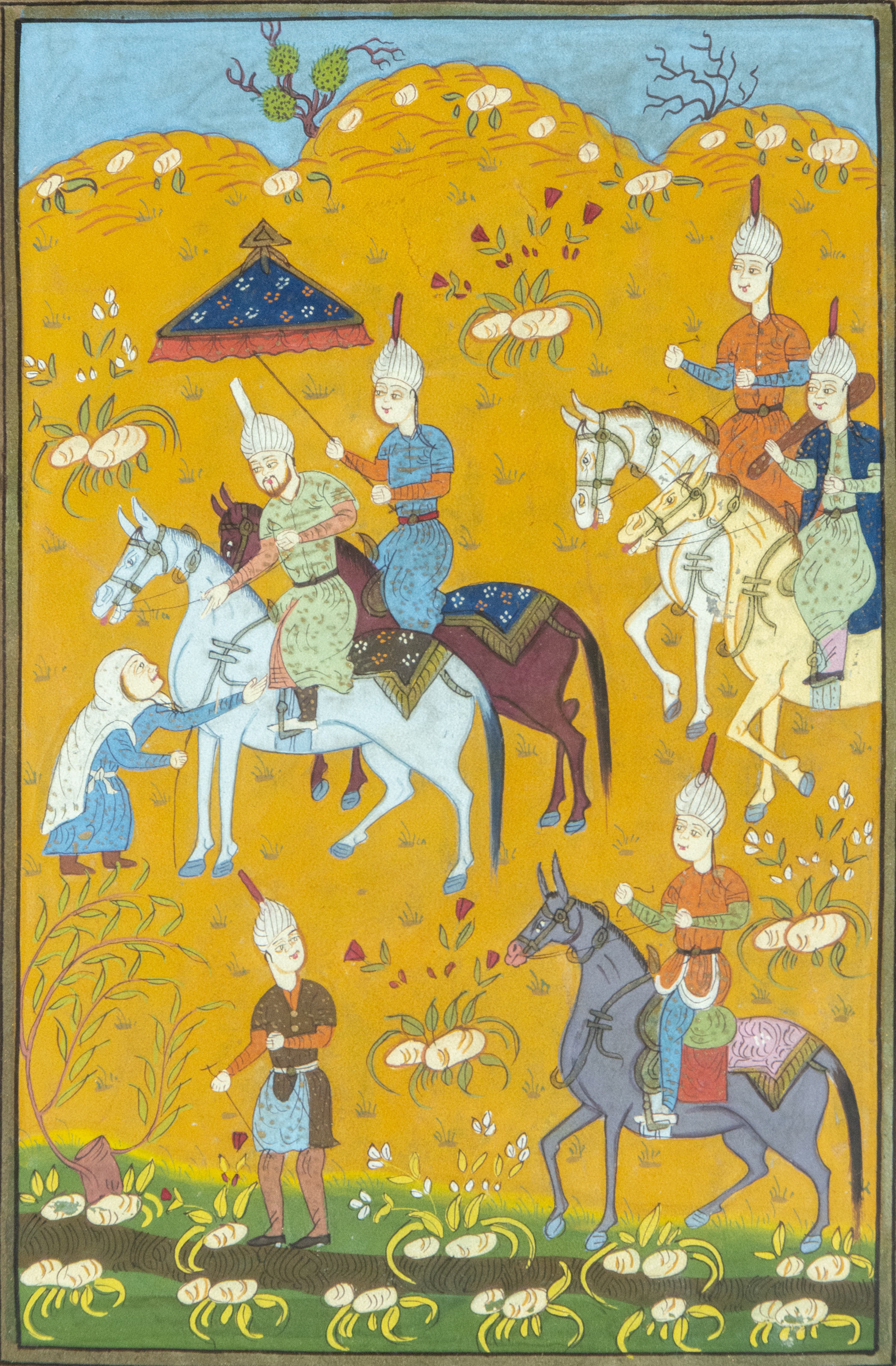Indian School | Dibujo colonial India Mughal tinta y acuarela de ...